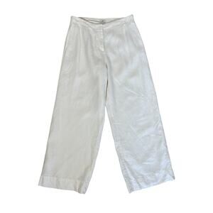 J.Jill Linen Wide Leg Pants Ivory Size 12P Minimalist Classic Casual Chic